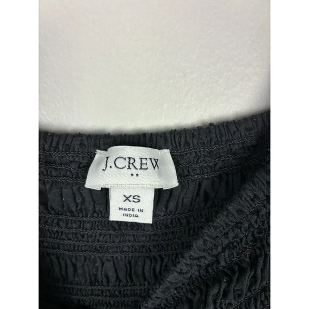 J Crew Black Swiss Dot Long Sleeve Tiered Dress Sz XS Dark Cottagecore Romantic